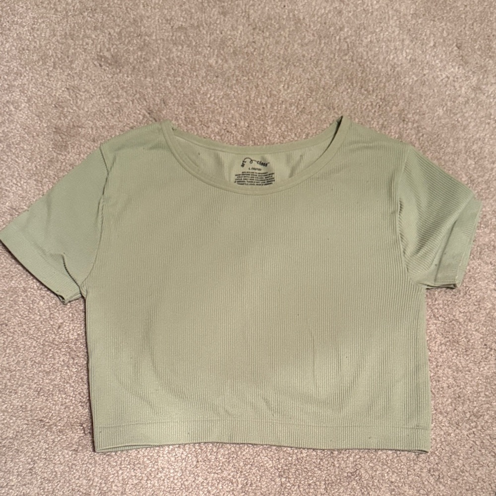 Art Class Light Green Ribbed Crop Top